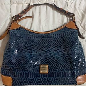 Dooney & Bourke Blue Faux Suede snake skin hobo